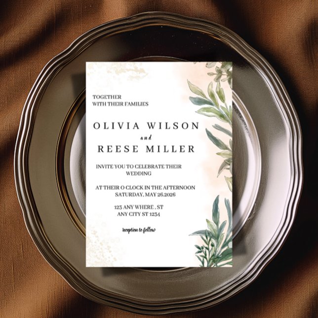 Botanical Watercolor Wedding Invitation  (Creator Uploaded)