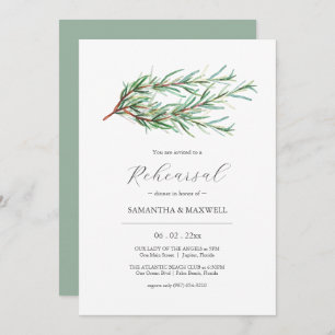 Botanical Watercolor Wedding Rehearsal Dinner Invitation