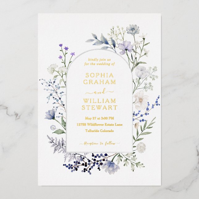 Botanical Watercolor Wildflower Elegant Wedding (Front)