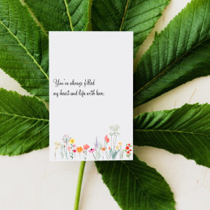 Botanical watercolor wildflowers mother day card