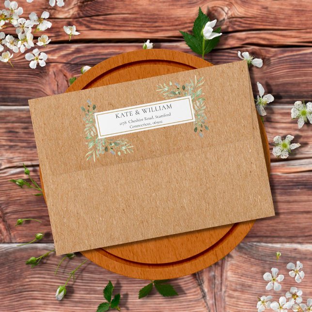 Botanical Watercolour Greenery Rustic Kraft Envelope (Creator Uploaded)