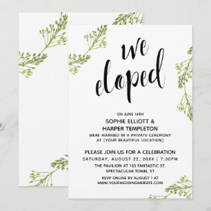 Botanical We Eloped Typography Post Wedding Invitation