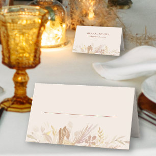 Botanical Wedding Cream Burnt Orange Personalised Place Card