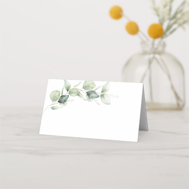 Botanical Wedding Eucalyptus Greenery Place Card (Back)