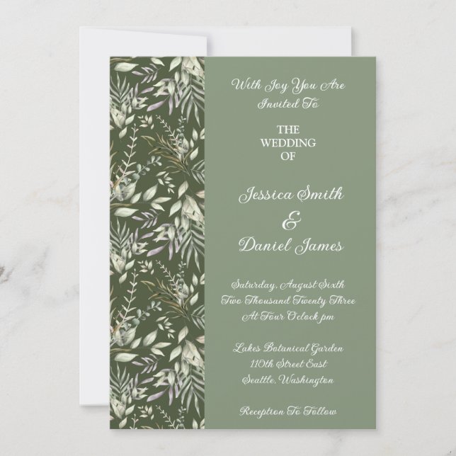 Botanical Wedding Invitation-Felt Invitation (Front)