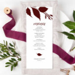 Botanical Wedding Maroon Menu Card<br><div class="desc">This modern wedding menu template is part of Do Tell A Belle's fall luxury invitation collection. The design features simple leaves in a simple shade of maroon. Customise them with menu items, names and event date. Perfect for weddings, bridal shower, rehearsal dinners or whatever you like. A elegant yet botanical...</div>