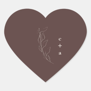 Botanical Wedding Monogram Heart Sticker