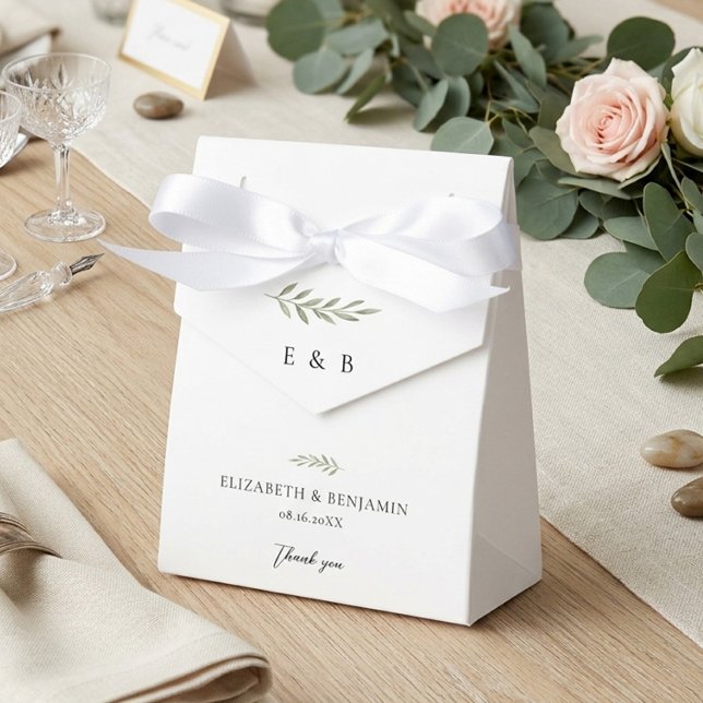 Botanical Wedding Monogram Personalised Greenery Favour Box (Creator Uploaded)