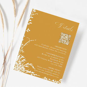 Botanical Wedding QR Code Details Amber Enclosure Card