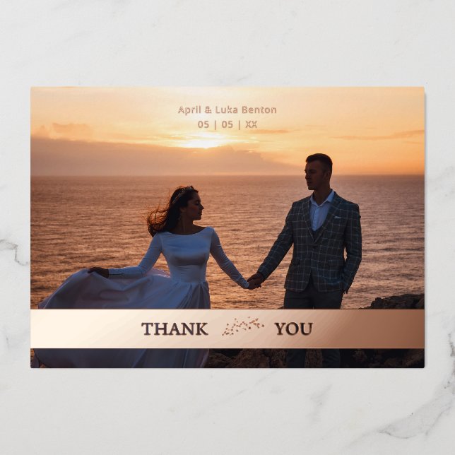 Botanical Wedding Real Rose Golde Cut Paper Effect (Front)