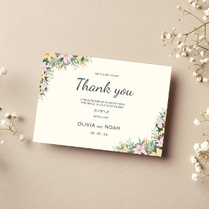 Botanical wedding thank you card - boho style