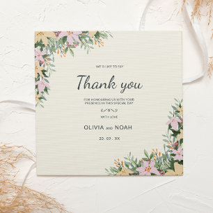 Botanical wedding thank you card - boho style