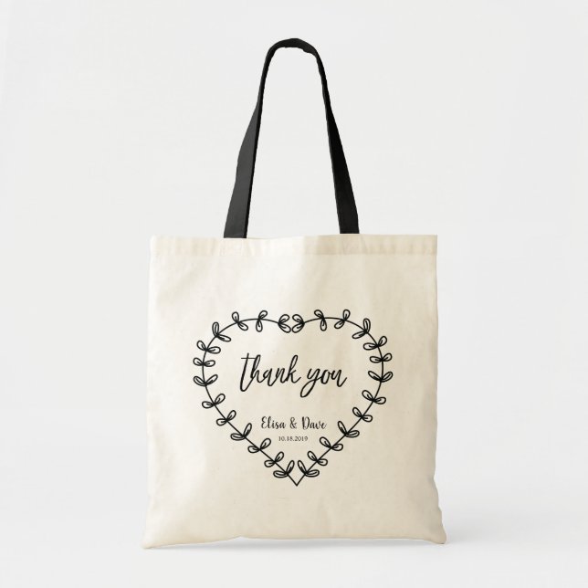 Botanical Wedding Thank you Tote bags (Front)