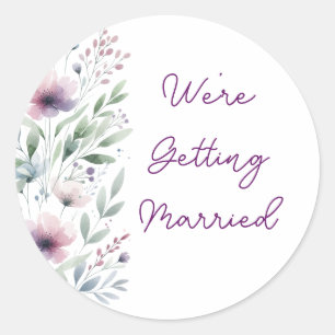 Botanical We're Getting Married Classic Round Sticker
