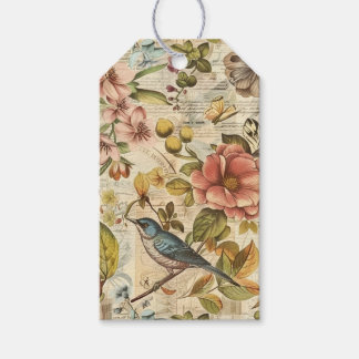 Botanical Whimsy Collage Scrapbook Paper Gift Tags