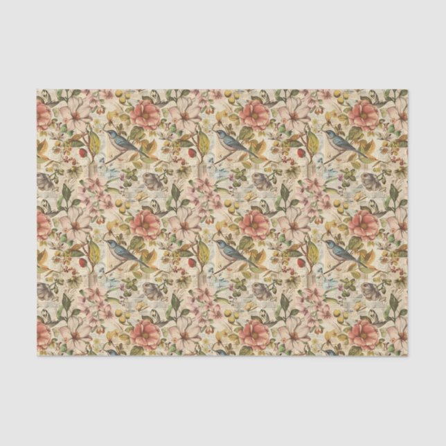 Botanical Whimsy Collage Tissue Paper (Front)