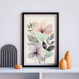 Botanical Whisper Garden Soft Pastel Floral Art Poster