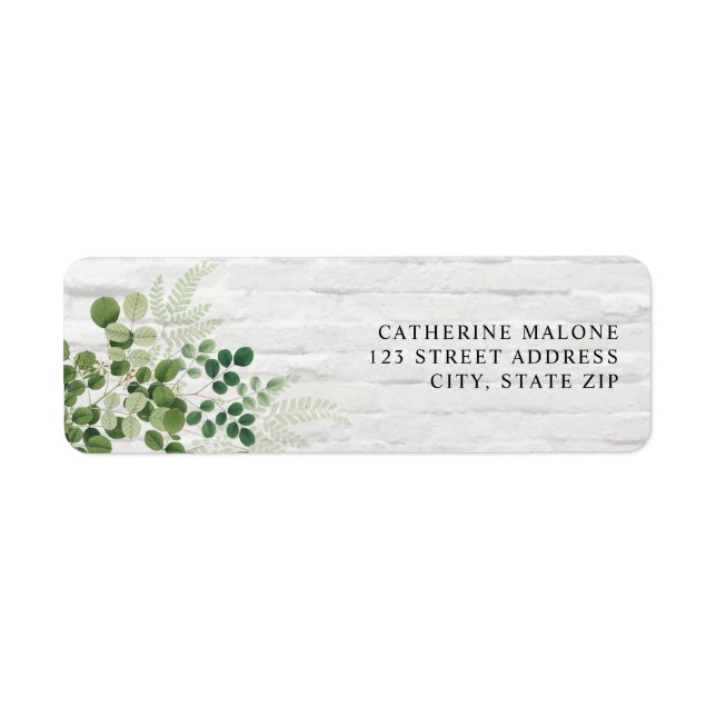 Botanical White Brick Address Return Address Label (Front)