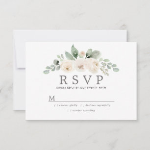 Botanical White Floral Wedding RSVP