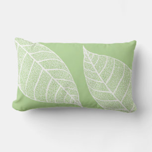 Botanical White Leaf Skeletons Lumbar Cushion