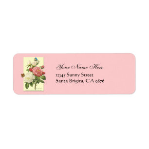 Botanical White Red Roses Return Address Labels