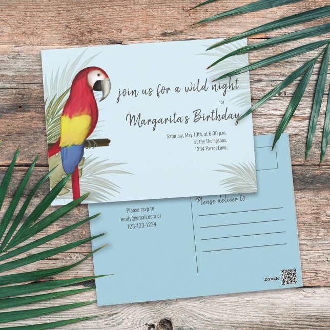 Botanical Wild Birthday Bird Tropical Greenery Postcard (Creator Uploaded)
