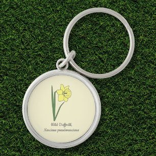 Botanical Wild Daffodil Pastel Flower  Key Ring