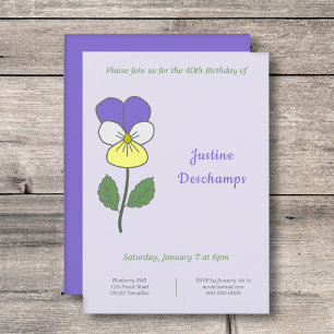 Botanical Wild Pansy Birthday Invitation