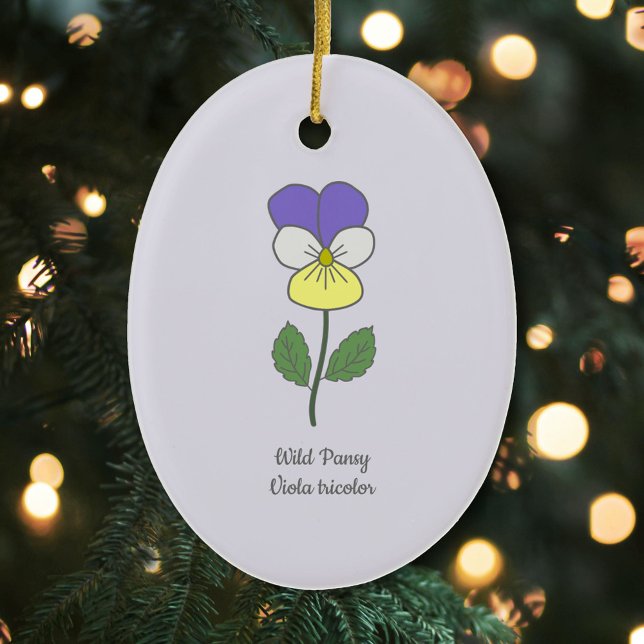 Botanical Wild Pansy Pastel Flower  Ceramic Ornament (Botanical Wild Pansy Ornament)