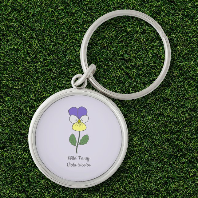 Botanical Wild Pansy Pastel Flower  Key Ring (Botanical Wild Pansy Flower Keychain)
