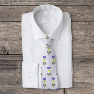 Botanical Wild Pansy Pastel Flower Tie