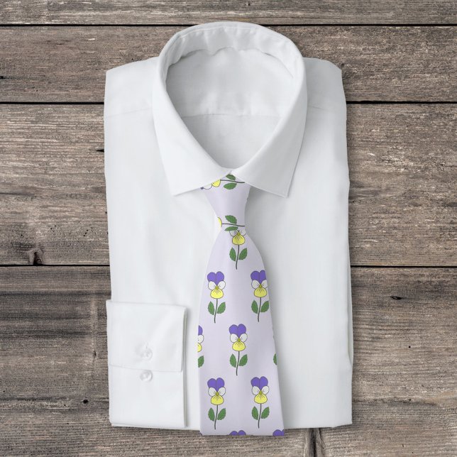 Botanical Wild Pansy Pastel Flower Tie (Botanical Wild Pansy Neck Tie)