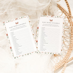 Botanical Wildflower Baby Shower Word Scramble