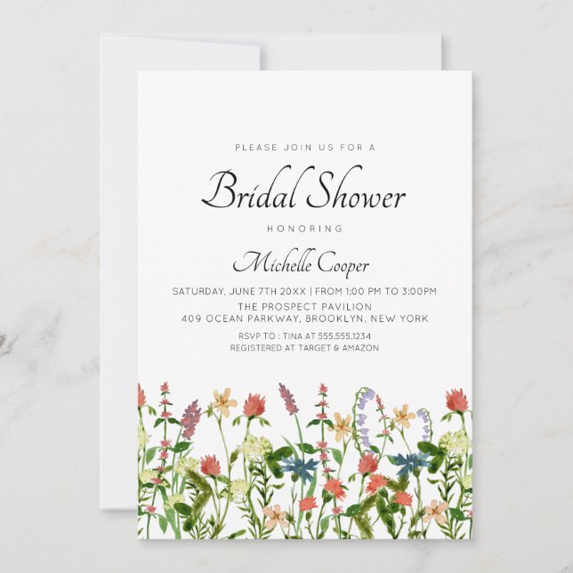 Botanical Wildflower Bridal Shower Invitation (Front)