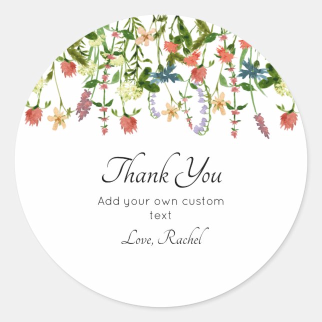 Botanical Wildflower Classic Round Sticker (Front)