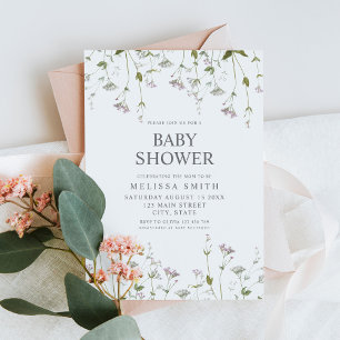 Botanical Wildflower Floral Baby Shower Invitation