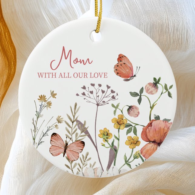 Botanical Wildflower Flower Boho Personalised Name Ceramic Ornament (Creator Uploaded)