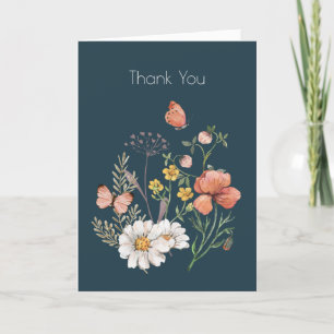 Botanical Wildflower Flower Boho Thank You Card
