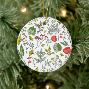 Botanical Wildflower Garden Ceramic Ornament