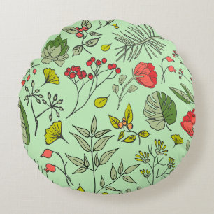 Botanical Wildflower Garden Round Cushion