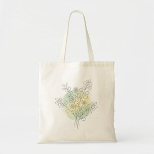 Botanical Wildflower Line Art Minimalist Floral Tote Bag