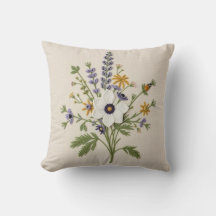 Botanical Wildflower Needlepoint Throw Pillow