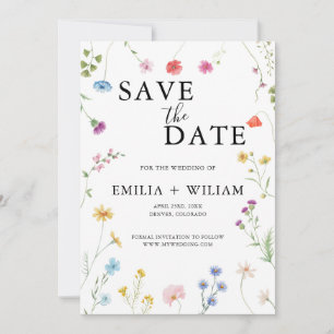 Botanical Wildflower Wedding Save the Date Card