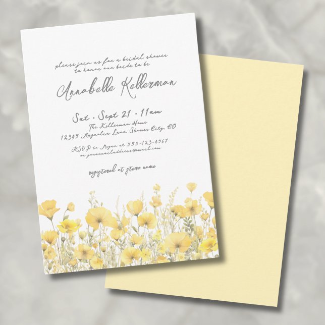 Botanical Wildflower Yellow Floral Bridal Shower Invitation (Botanical Wildflower Yellow Floral Bridal Shower Invitation)
