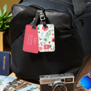 Botanical wildflowers all-over print luggage tag
