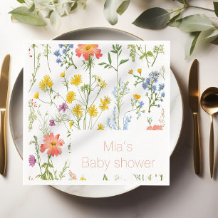Botanical wildflowers baby shower  napkin