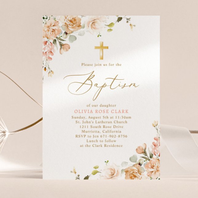 Botanical Wildflowers Baptism Christening  Invitation (Creator Uploaded)