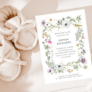 Botanical Wildflowers   Elegant Baby Shower Invitation