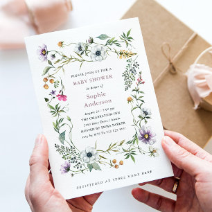 Botanical Wildflowers   Elegant Baby Shower Invitation