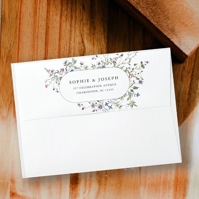 Botanical Wildflowers | Elegant Wedding Envelope (Beautiful and elegant wildflower wedding invitations)